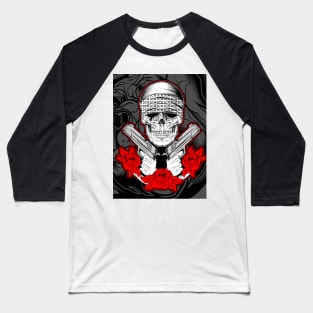 skull with red flowers and arms Baseball T-Shirt